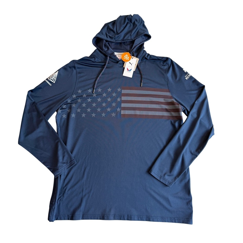 Puma Golf Volition America Hoodie Navy Blue UV Protection Mens Large NWT